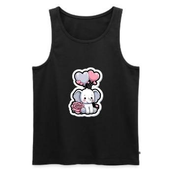 Cute baby elephant with heart balloon elephant mom - Men's Premium Organic Tank Top - black - Front - AI Model Male 178 light (178cm)
