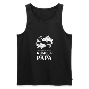 Angeln mit Papa. Papas Angelbuddy - Männer Premium Bio Tank Top - Schwarz - Vorne - Michal (187cm)