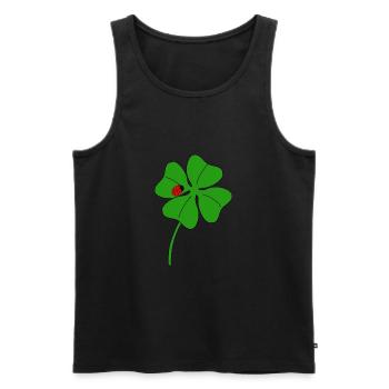 Lucky clover leaf with ladybug - Men's Premium Organic Tank Top - black - Front - AI Model Male 178 light (178cm)