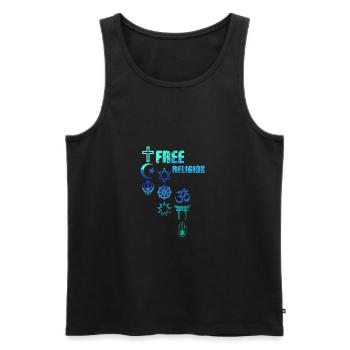 free religion,symbole,religion,kreuz,bunt - Männer Premium Bio Tank Top - Schwarz - Vorne - AI Model Male 178 light (178cm)