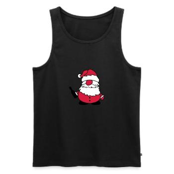 weihnachtsmann mit bier - Männer Premium Bio Tank Top - Schwarz - Vorne - Michal (187cm)