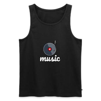 Vinyl - Männer Premium Bio Tank Top - Schwarz - Vorne - AI Model Male 178 light (178cm)