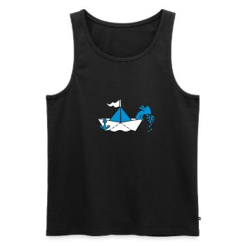Seekrank auf Papierboot / seasick on paperboat (2c - Men's Premium Organic Tank Top - black - Front - Michal (187cm)