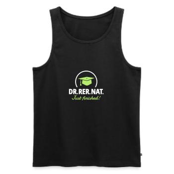 Doctor - Just finished! - Men's Premium Organic Tank Top - black - Front - AI Model Male 178 light (178cm)