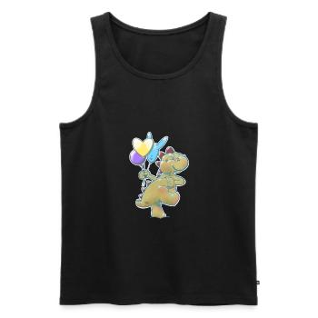 Dino mit Ballons - Männer Premium Bio Tank Top - Schwarz - Vorne - Michal (187cm)