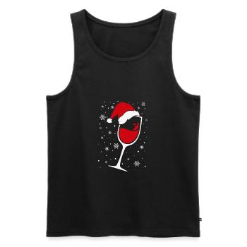 Verre à vin Santa Hat Noël - Débardeur bio Premium Homme - noir - Devant - AI Model Male 178 light (178cm)