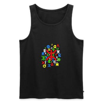 TIFINAGH ALPHABET AMAZIGHBERBERE - Débardeur bio Premium Homme - noir - Devant - AI Model Male 178 light (178cm)