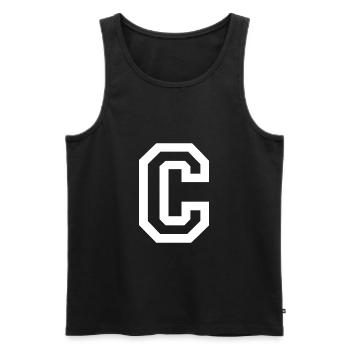 Letter C - Men's Premium Organic Tank Top - black - Front - AI Model Male 178 light (178cm)