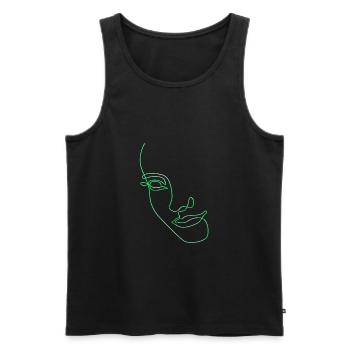 Dessin au trait silhouette féminine Visages féminins visage - Débardeur bio Premium Homme - noir - Devant - AI Model Male 178 light (178cm)