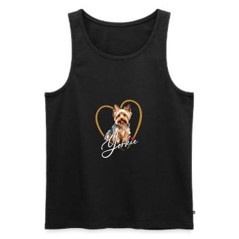 Cute Yorkie Yorkshire Terrier in Heart Frame - Men's Premium Organic Tank Top - black - Front - AI Model Male 178 light (178cm)