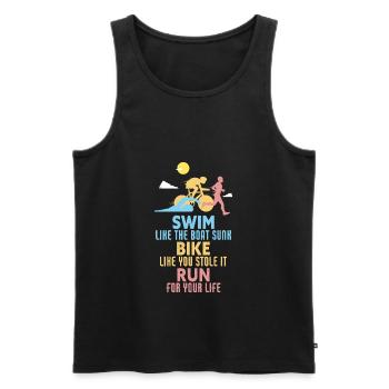 Triathlon Swim Bike Run Retro Triathlète - Débardeur bio Premium Homme - noir - Devant - Michal (187cm)