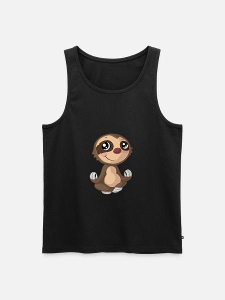 Yoga Comic Faultier - Männer Premium Bio Tank Top - Schwarz