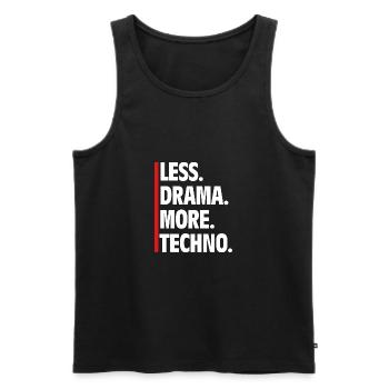 Moins de drame Plus de techno - Raver Say Music - Débardeur bio Premium Homme - noir - Devant - Michal (187cm)