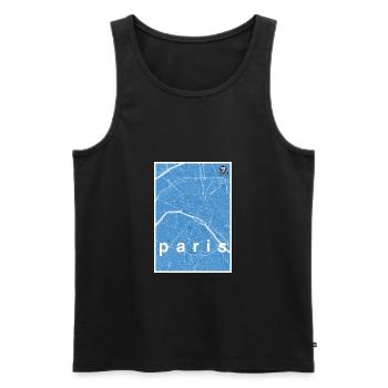 Paris hipster city map blue - Men's Premium Organic Tank Top - black - Front - Michal (187cm)