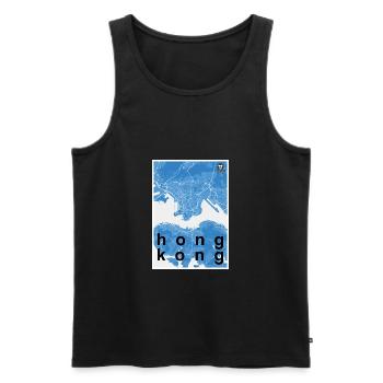 Hong Kong Hipster Stadt Karte blau - Männer Premium Bio Tank Top - Schwarz - Vorne - Michal (187cm)