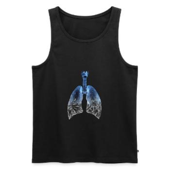 Smoker lung - Smoke stop now! - Men's Premium Organic Tank Top - black - Front - AI Model Male 178 light (178cm)