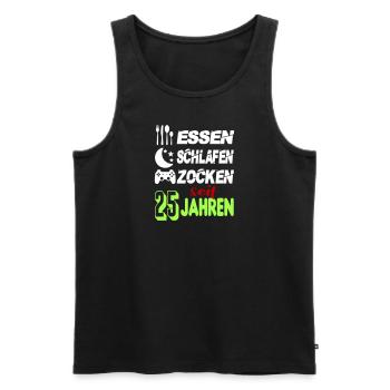 Geburtstag 25 Zocken Spielen Gaming Schlafen - Männer Premium Bio Tank Top - Schwarz - Vorne - AI Model Male 178 light (178cm)