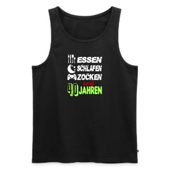 Geburtstag 40 Zocken Spielen Gaming Schlafen - Männer Premium Bio Tank Top - Schwarz - Vorne - AI Model Male 178 light (178cm)