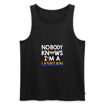 Personne ne sait que je suis une lesbienne LGBTQ Rainbow Pride - Débardeur bio Premium Homme - noir - Devant - AI Model Male 178 light (178cm)