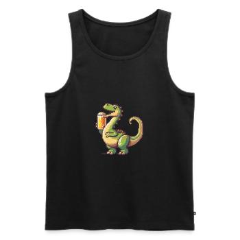 Dinosaurier brontosaurus Bier Pixel - Männer Premium Bio Tank Top - Schwarz - Vorne - Michal (187cm)