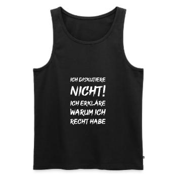Ich diskutiere nicht! ich erkläre warum ich recht - Männer Premium Bio Tank Top - Schwarz - Vorne - AI Model Male 178 light (178cm)