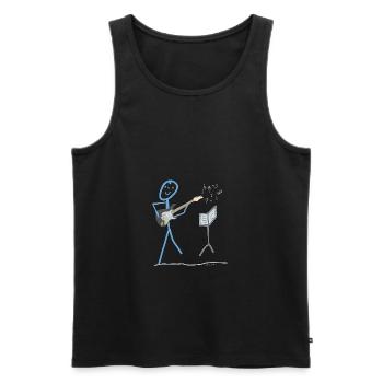 E Gitarre Strichmännchen Bass Musik Rock - Männer Premium Bio Tank Top - Schwarz - Vorne - AI Model Male 178 light (178cm)