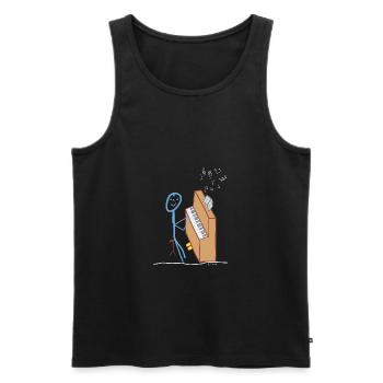 Klavier Strichmännchen spielt Musik Konzert Oper - Männer Premium Bio Tank Top - Schwarz - Vorne - AI Model Male 178 light (178cm)
