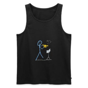 Trumpet Music Stick figure Plays melody - Men's Premium Organic Tank Top - black - Front - Michal (187cm)