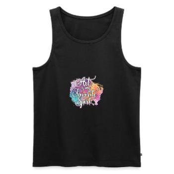 L'art est mon cadeau de peintre Artsy mignon sport préféré - Débardeur bio Premium Homme - noir - Devant - AI Model Male 178 light (178cm)