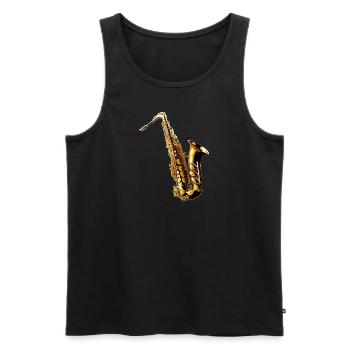 Le saxophone est un instrument fascinant - Débardeur bio Premium Homme - noir - Devant - Michal (187cm)