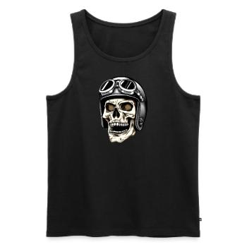 Biker skull with helmet and goggles - Men's Premium Organic Tank Top - black - Front - AI Model Male 178 light (178cm)