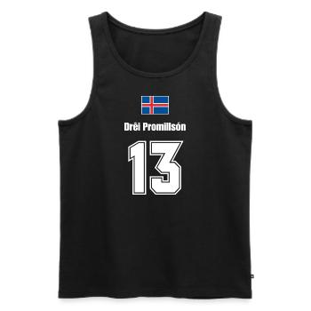 Island Trikot Nr.13 - Männer Premium Bio Tank Top - Schwarz - Vorne - AI Model Male 178 light (178cm)