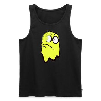 Lustig grimmig blickender Geist in Gelb - Männer Premium Bio Tank Top - Schwarz - Vorne - Michal (187cm)
