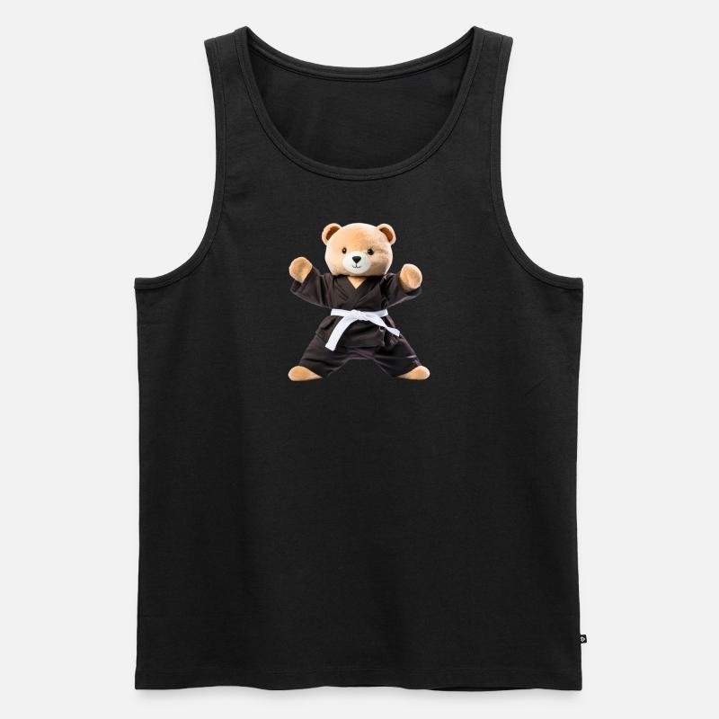 Karate-Bär - Männer Premium Bio Tank Top - Schwarz