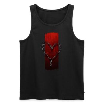 Verschlungene Resilienz: herzförmiger Stacheldraht - Männer Premium Bio Tank Top - Schwarz - Vorne - AI Model Male 178 light (178cm)