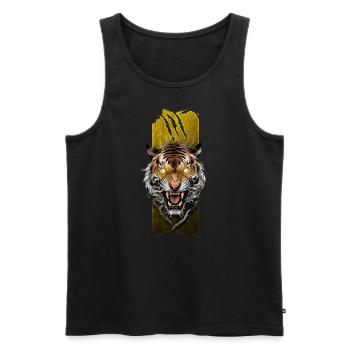 Majestic Fury: Fierce Roaring Tiger - Men's Premium Organic Tank Top - black - Front - AI Model Male 178 light (178cm)