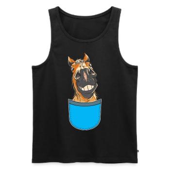 Lustiges Pferd Pferde Reiterin Reiter Kinder - Männer Premium Bio Tank Top - Schwarz - Vorne - Michal (187cm)