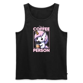 Je suis une licorne de café - Débardeur bio Premium Homme - noir - Devant - AI Model Male 178 light (178cm)