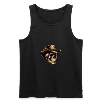 Lustiger skurriler Skull mit Cowboyhut Stetson - Männer Premium Bio Tank Top - Schwarz - Vorne - Michal (187cm)