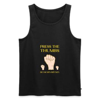 Press the thumbs. Die Daumen drücken - Männer Premium Bio Tank Top - Schwarz - Vorne - AI Model Male 178 light (178cm)