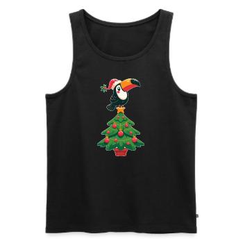 Christmas Tree Tropical Bird Toucan Bird of Paradise - Men's Premium Organic Tank Top - black - Front - AI Model Male 178 light (178cm)