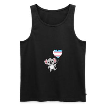 Koala Herzballon Trans Pride - Männer Premium Bio Tank Top - Schwarz - Vorne - AI Model Male 178 light (178cm)