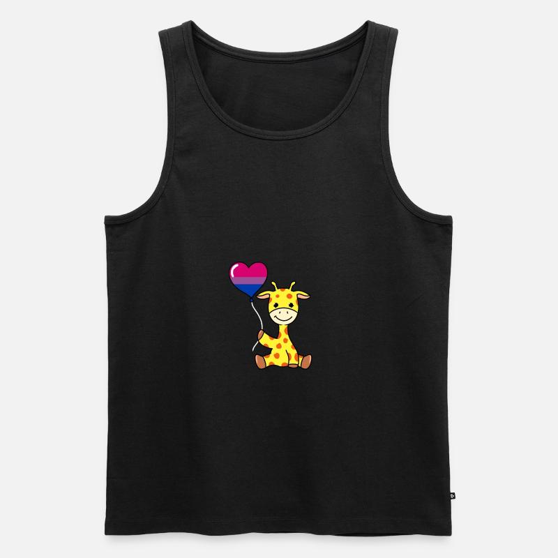 Giraffe mit Bisexual Pride Luftballon - Männer Premium Bio Tank Top - Schwarz
