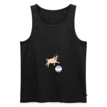 Mops im Weltraum Trans Pride - Männer Premium Bio Tank Top - Schwarz - Vorne - AI Model Male 178 light (178cm)