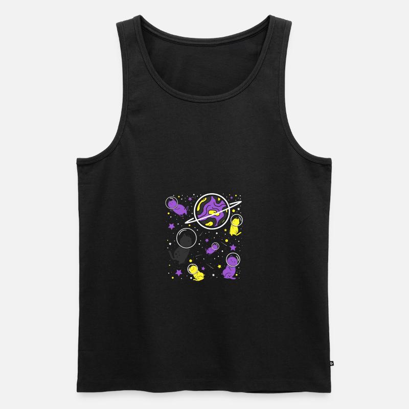 Nonbinary Pride Cat in Space - Men's Premium Organic Tank Top - black