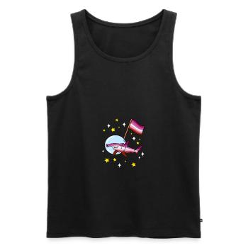 Lesbischer Hammerhai im Weltraum Lesbian Pride - Männer Premium Bio Tank Top - Schwarz - Vorne - AI Model Male 178 light (178cm)