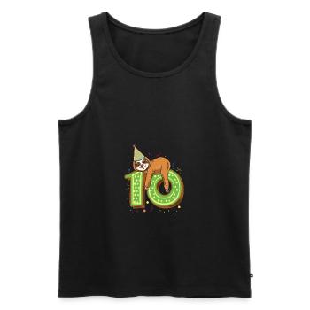 10ème anniversaire Zoo Sloth 10 ans - Débardeur bio Premium Homme - noir - Devant - Michal (187cm)