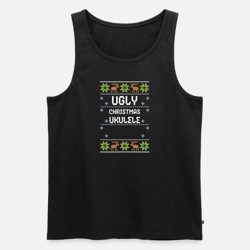 Ugly Christmas Ukulele - Männer Premium Bio Tank Top - Schwarz