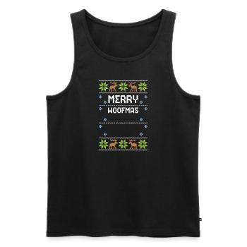 Joyeux Woofmas - Noël moche - Débardeur bio Premium Homme - noir - Devant - AI Model Male 178 light (178cm)