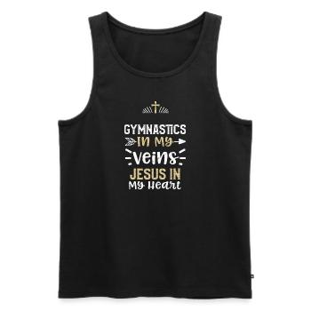 Gymnastics In My Veins Jesus In... - Men's Premium Organic Tank Top - black - Front - AI Model Male 178 light (178cm)